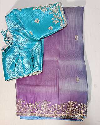 D181: Ready To Ship Beautiful Tissue Silk Saree With Stitched Blouse