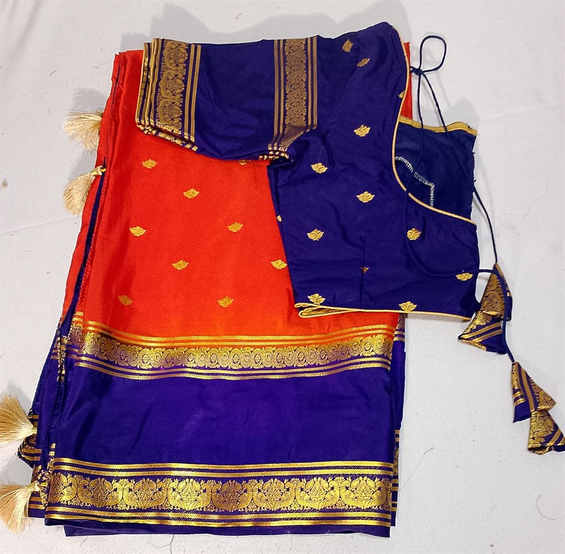 N453: Ready To Ship Beautiful Mysore Crepe Silk Saree With Stitched Blouse