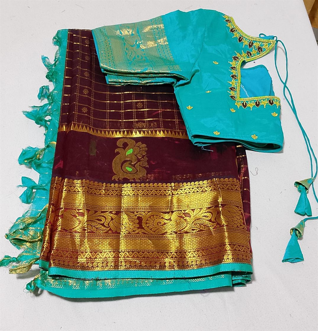 N452: Ready To Ship Beautiful Soft Silk Saree With Stitched Blouse