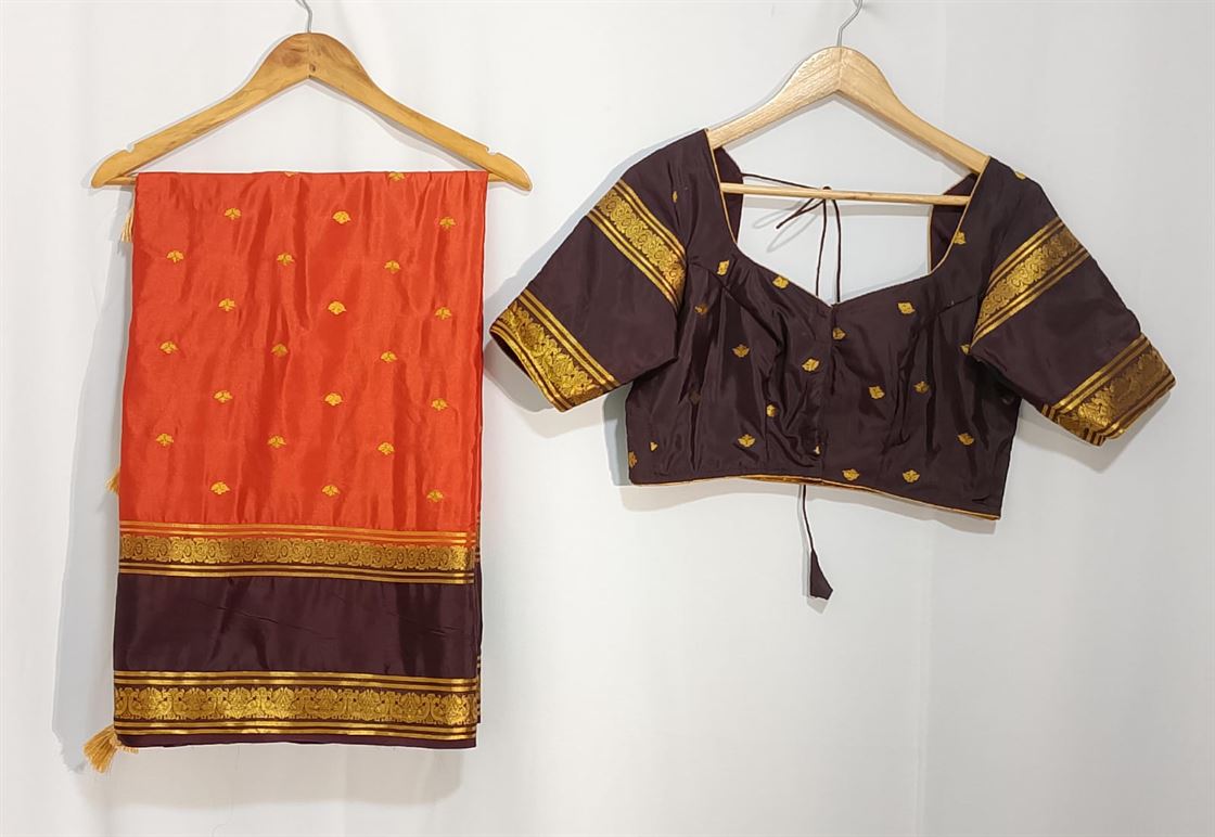 N454: Ready To Ship Beautiful Mysore Crepe Silk Saree With Stitched Blouse