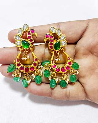 H28 : Ready To Ship Beautiful Jadu Kundan Earring Set