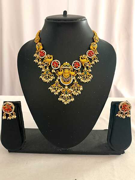 H25 : Ready To Ship Beautiful Venkateswara Swami Necklace Set