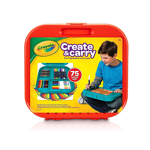 Crayola Create & Carry 2-In-1 Lap Desk & Carry Case 75 Pcs Set