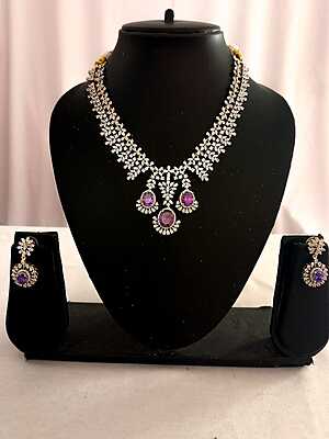 H26 : Ready To Ship Beautiful Diamond Finish Necklace Set