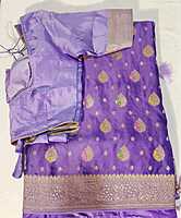 J527: Ready To Ship Beautiful Pure Banarasi Satin Silk Saree With Stitched Blouse