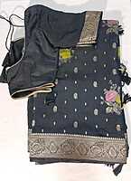 J528: Ready To Ship Beautiful Pure Munga Crepe Silk Saree With Stitched Blouse