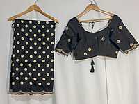 J515: Ready To Ship Beautiful Pure Munga Crepe Saree With Stitched Blouse