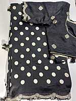 J515: Ready To Ship Beautiful Pure Munga Crepe Saree With Stitched Blouse