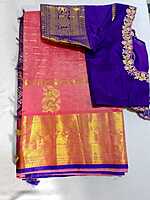 J522:  Ready To Ship Beautiful Mangalagiri Saree With Stitched Embroidery Work Blouse