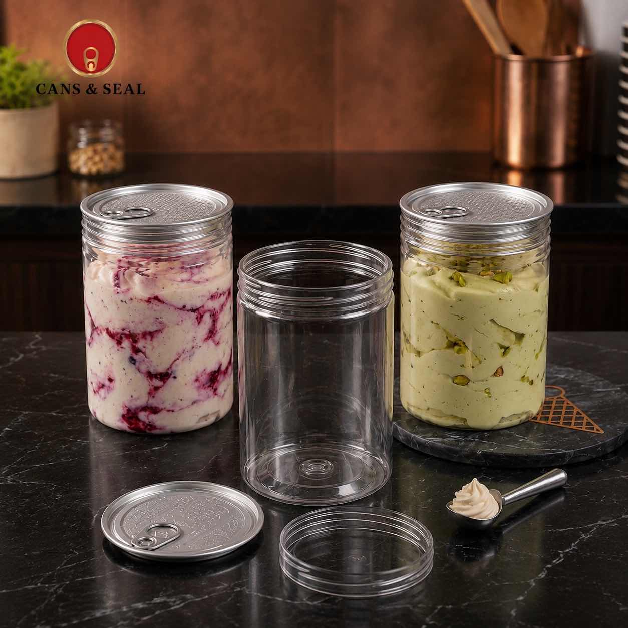 500ML PET FOOD CAN WITH ALUMINUM & PLASTIC LIDS