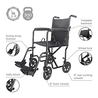 5014BK Lightweight Aluminum Transport Chair