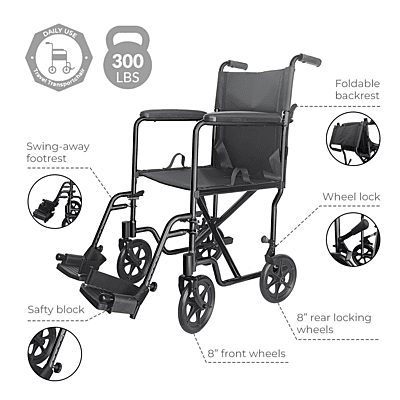 Lightweight alu transport chair 5014BK