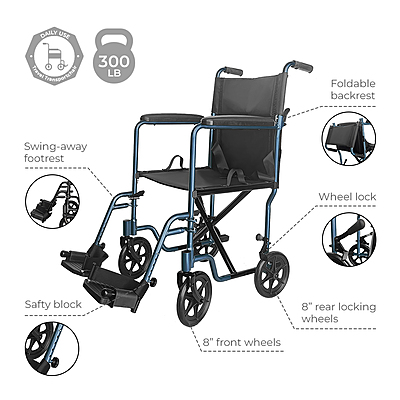 5014BL Lightweight Aluminum Transport Chair