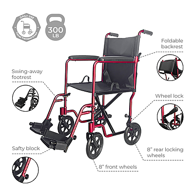 5014RD Lightweight Aluminum Transport Chair