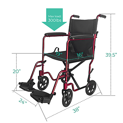 Lightweight Aluminum Transport Chair with Folding Frame – 5014RD Lightweight Aluminum Transport Chair with Folding Frame – 5014RD