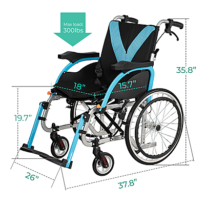 5020BL Lightweight Manual Wheelchair with Flip-Up Arms
