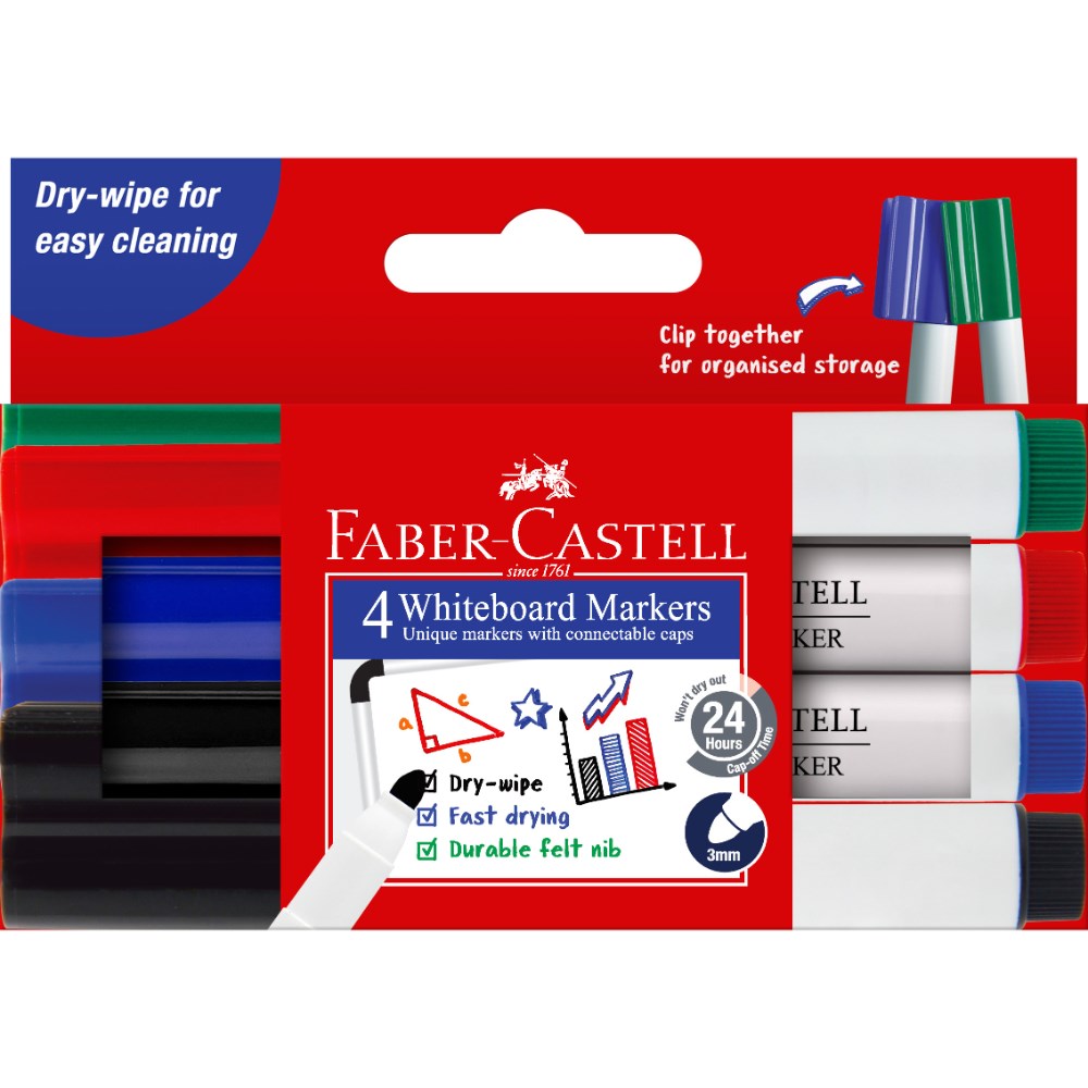 Faber-Castell Connector Whiteboard Marker Assorted Colours Pack  of 4