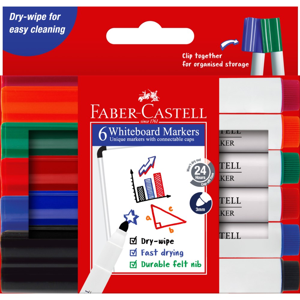 Faber-Castell Connector Whiteboard Marker Assorted Pack  of 6