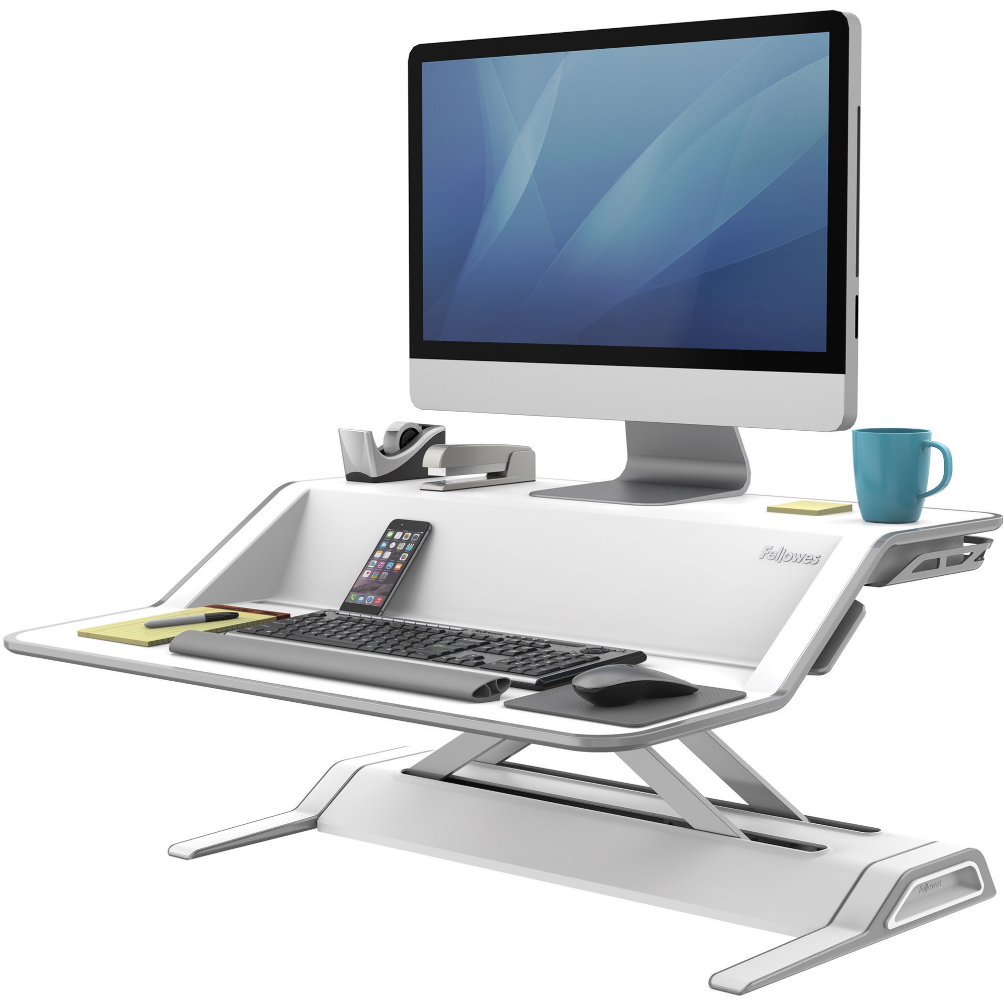 Fellowes Lotus Desktop Sit-Stand Workstation 832W x  616D x 10-440mmH White