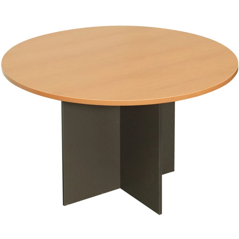Rapidline Rapid Worker Round Table 1200D x 730mmH Beech Top Ironstone Base