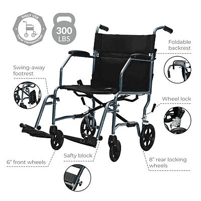 5023BL Lightweight Transport Chair with 20" Seat 5023BL Lightweight Transport Chair with 20" Seat