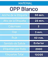 ETI.AUT. SIN IMP. 50x25 BOPP 2B. Rx2000