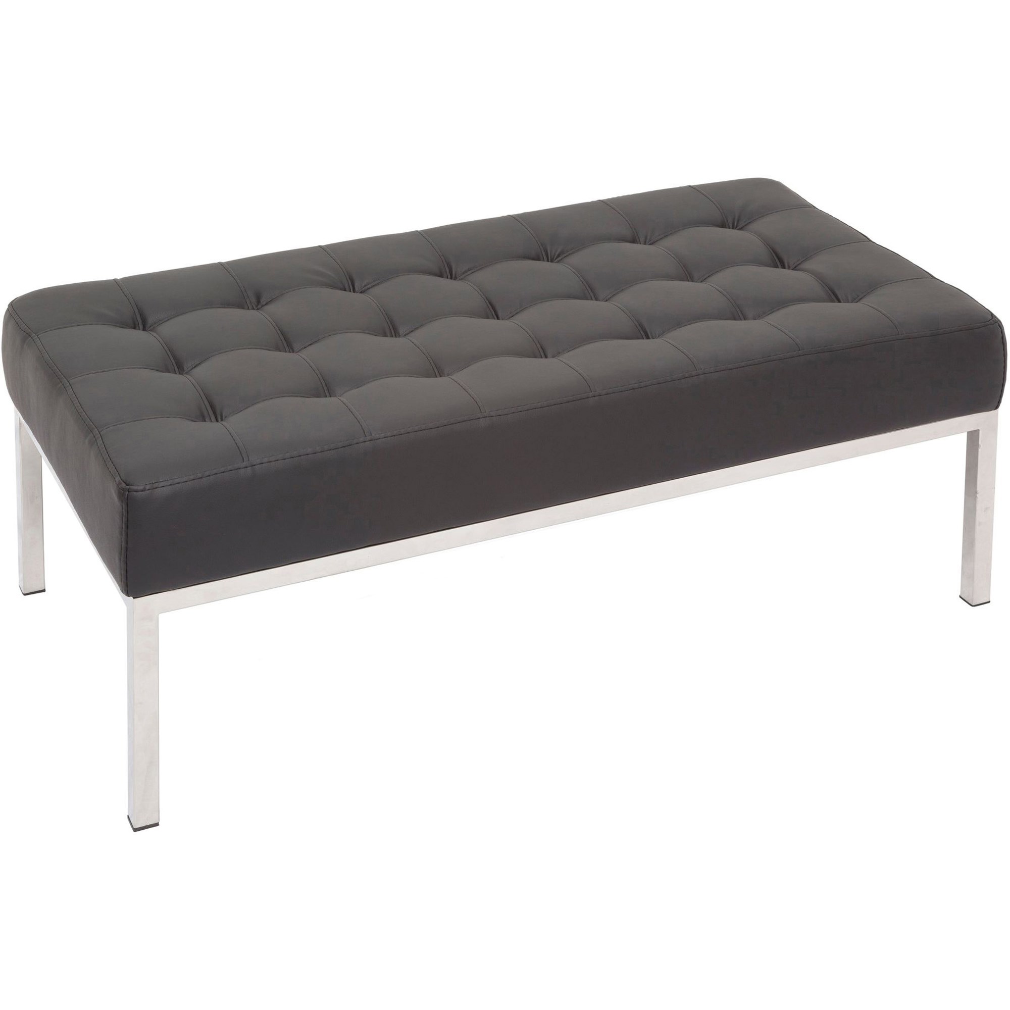 Rapidline Venus Ottoman Stainless Steel Frame Button Finish Black PU Upholstery