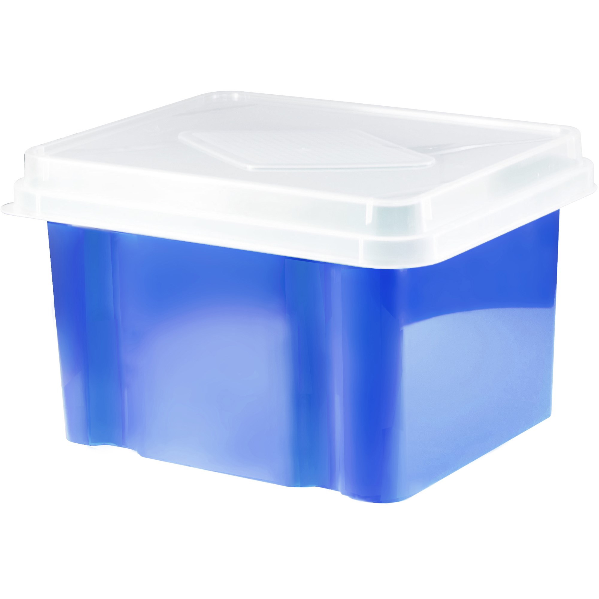 Italplast 32 Litre Plastic Suspension File & Storage Box  Blueberry Base Clear Lid