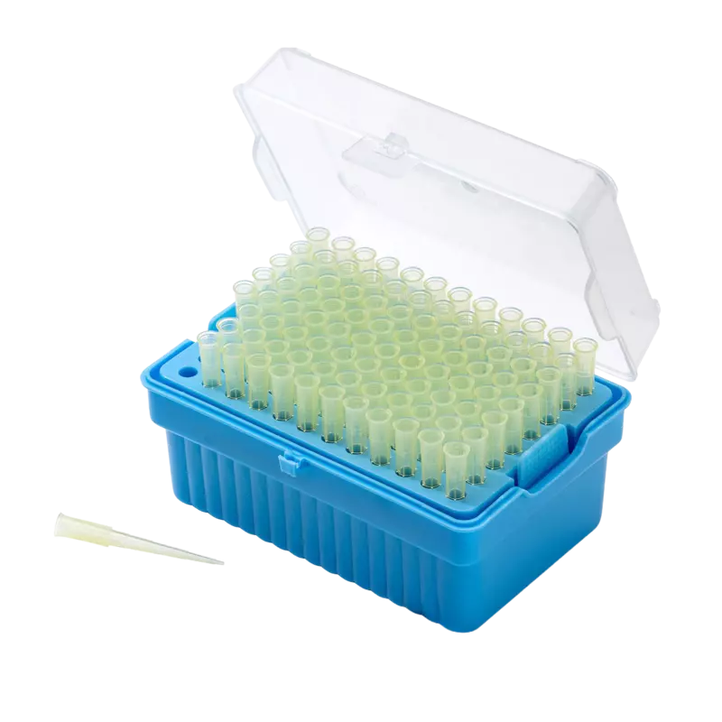 200μl Universal Pipette Tips, PP, Racked, Sterile, DNase & RNase free, Yellow