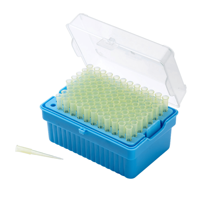 200μl Universal Pipette Tips, PP, Racked, Sterile, DNase & RNase free, Yellow