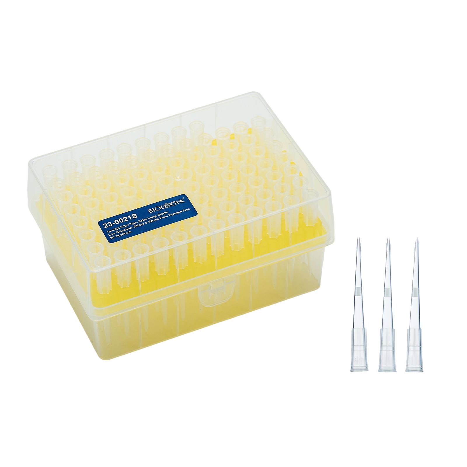 20μl Filter Tips,   Low-retention,  Rack Pack,  Sterile, Length:51mm,  96 Pieces/Rack,  10 Racks/Pack,  5 Packs/Case