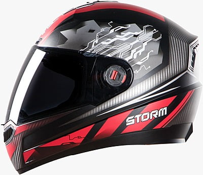 STEELBIRD SBA-1 STORM GLOSSY BLACK/RED C/V (L)