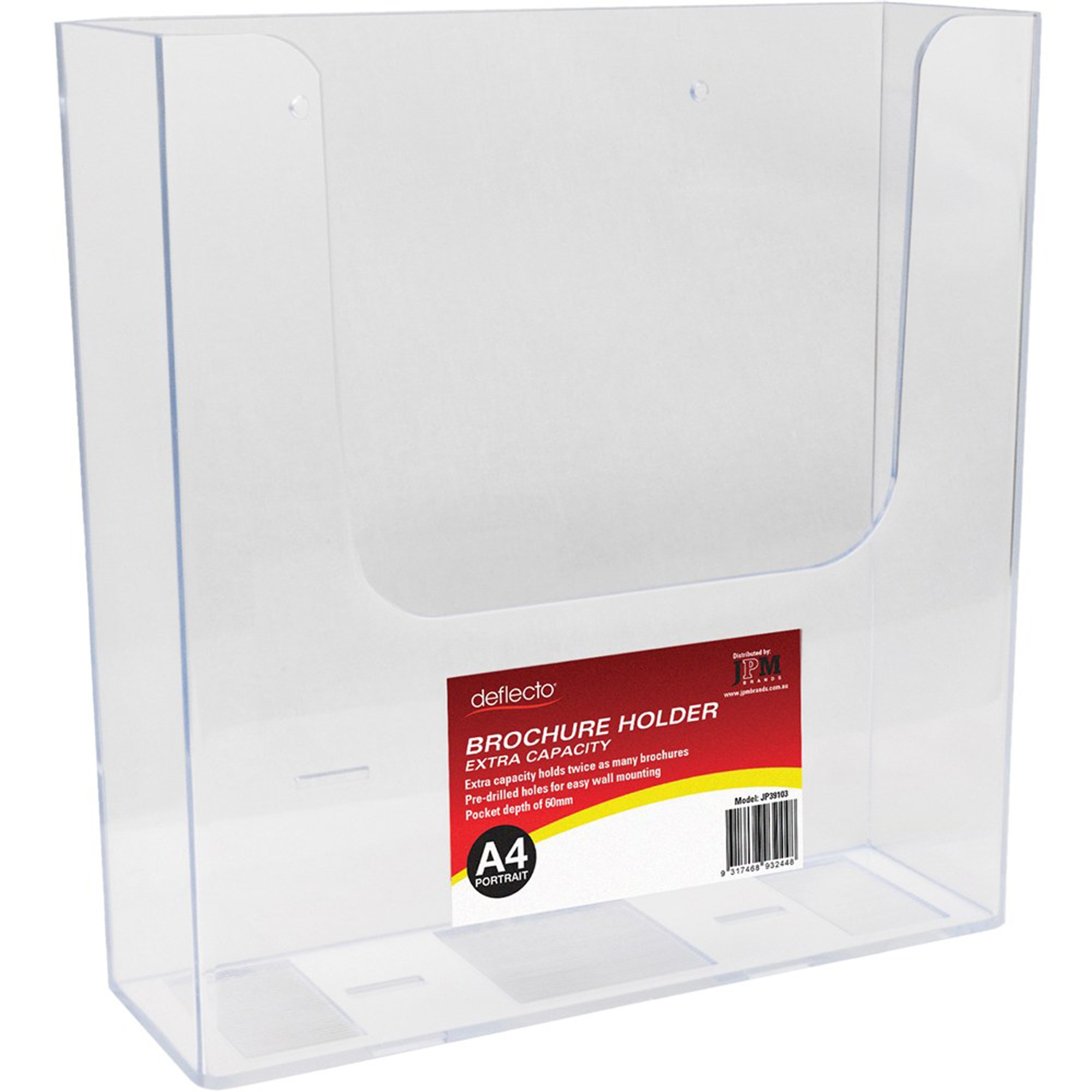 Deflecto Brochure Holder A4 Single Tier Wall Mount Extra Capacity