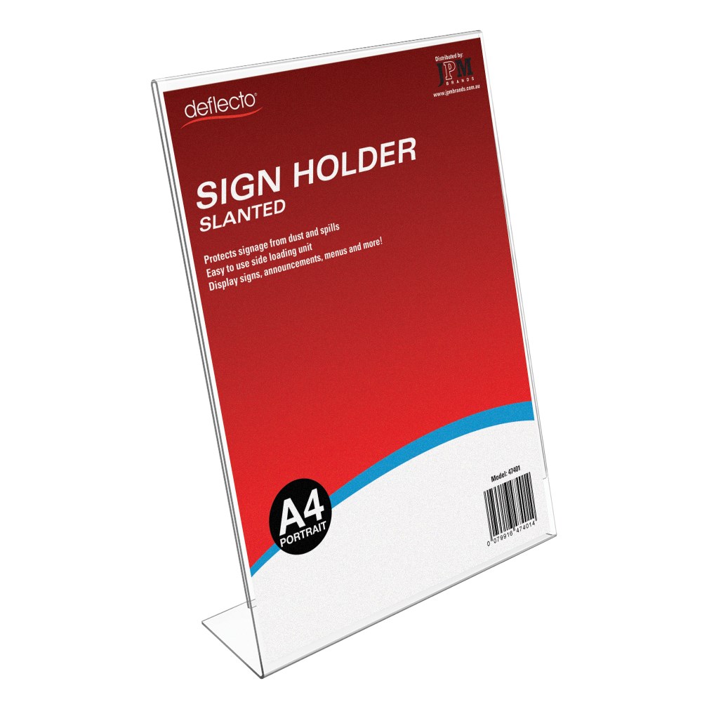 Deflecto Sign Holder Slanted A4 Portrait