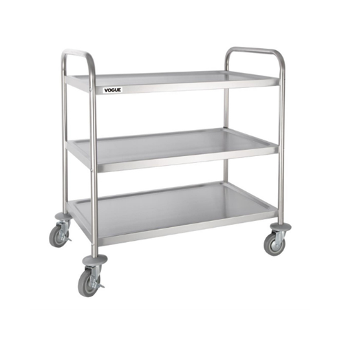 Stainless Steel 3 Tier Clearing Trolley Large