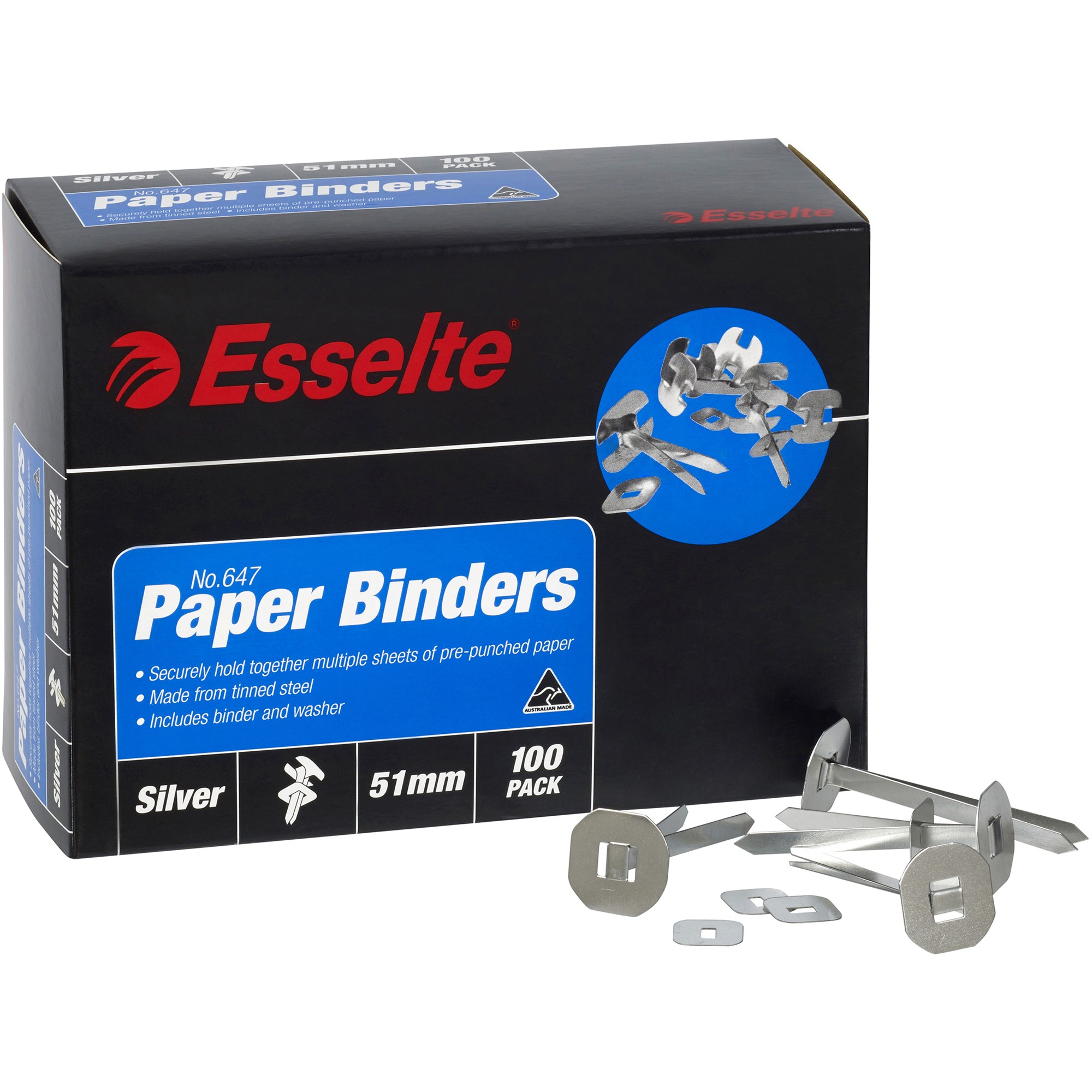 Esselte Paper Binders 51mm Box  Of 100