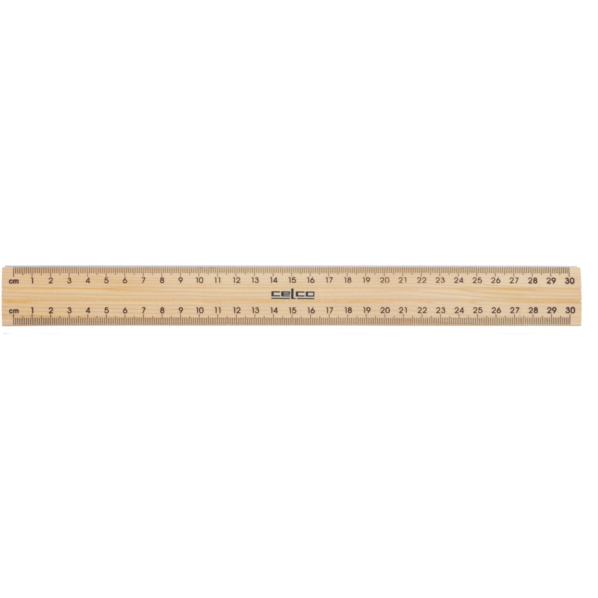 Celco Polished Metal Edge Wooden Ruler 30cm