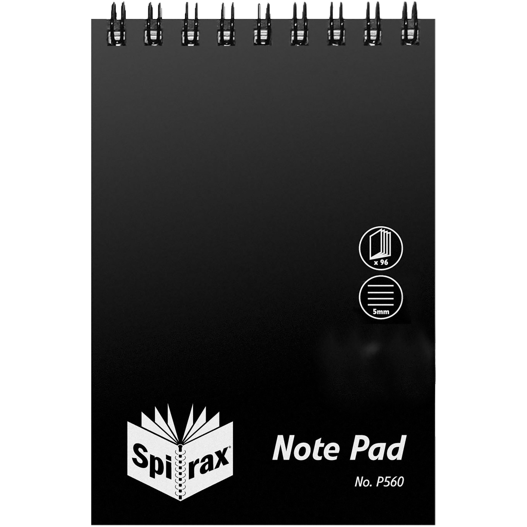 Spirax P560 Pocket Notebook Poly Cover 112 x 77mm Ruled 96 Page Top Opening Black