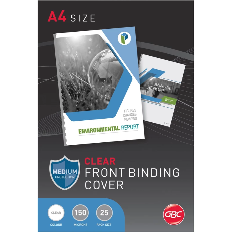 GBC Binding Cover A4 150 Micron Pack  Of 25 Clear