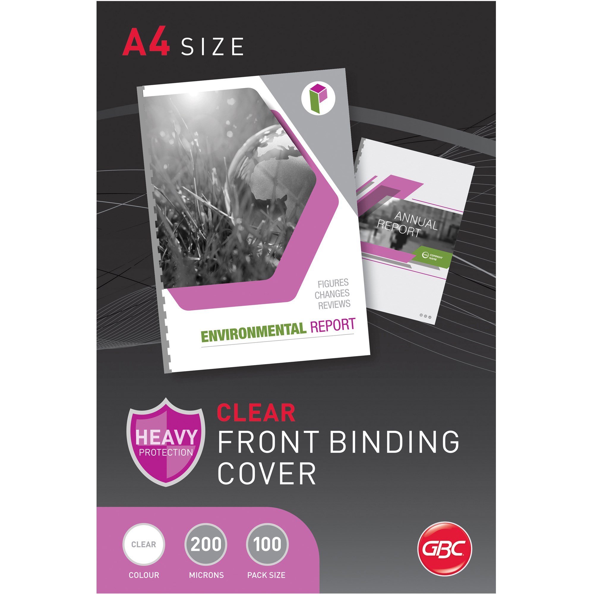 GBC Binding Cover A4 200 Micron Pack  Of 100 Clear