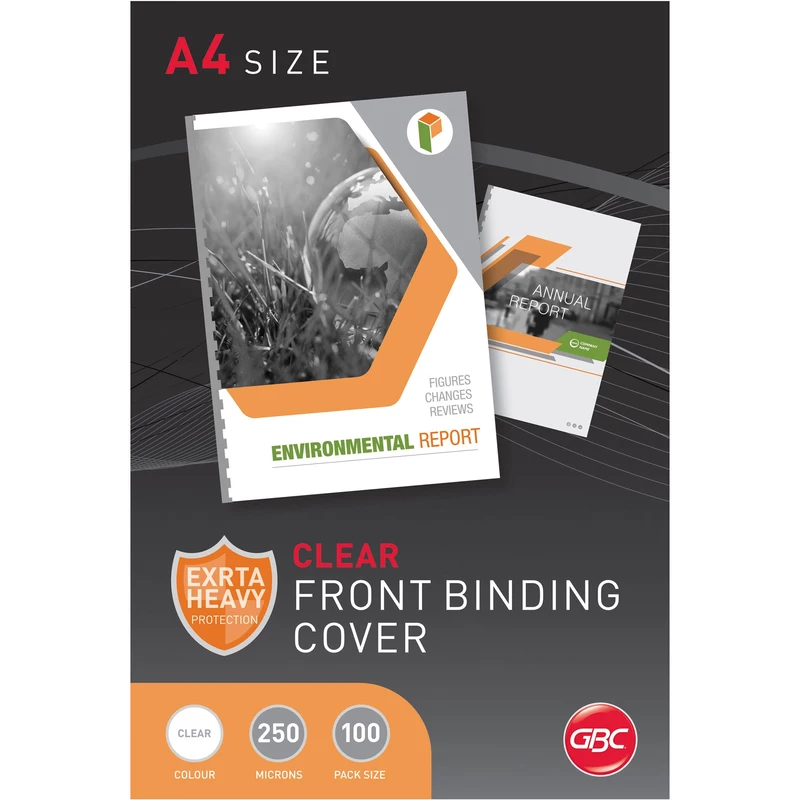 GBC Binding Cover A4 250 Micron Pack  Of 100 Clear