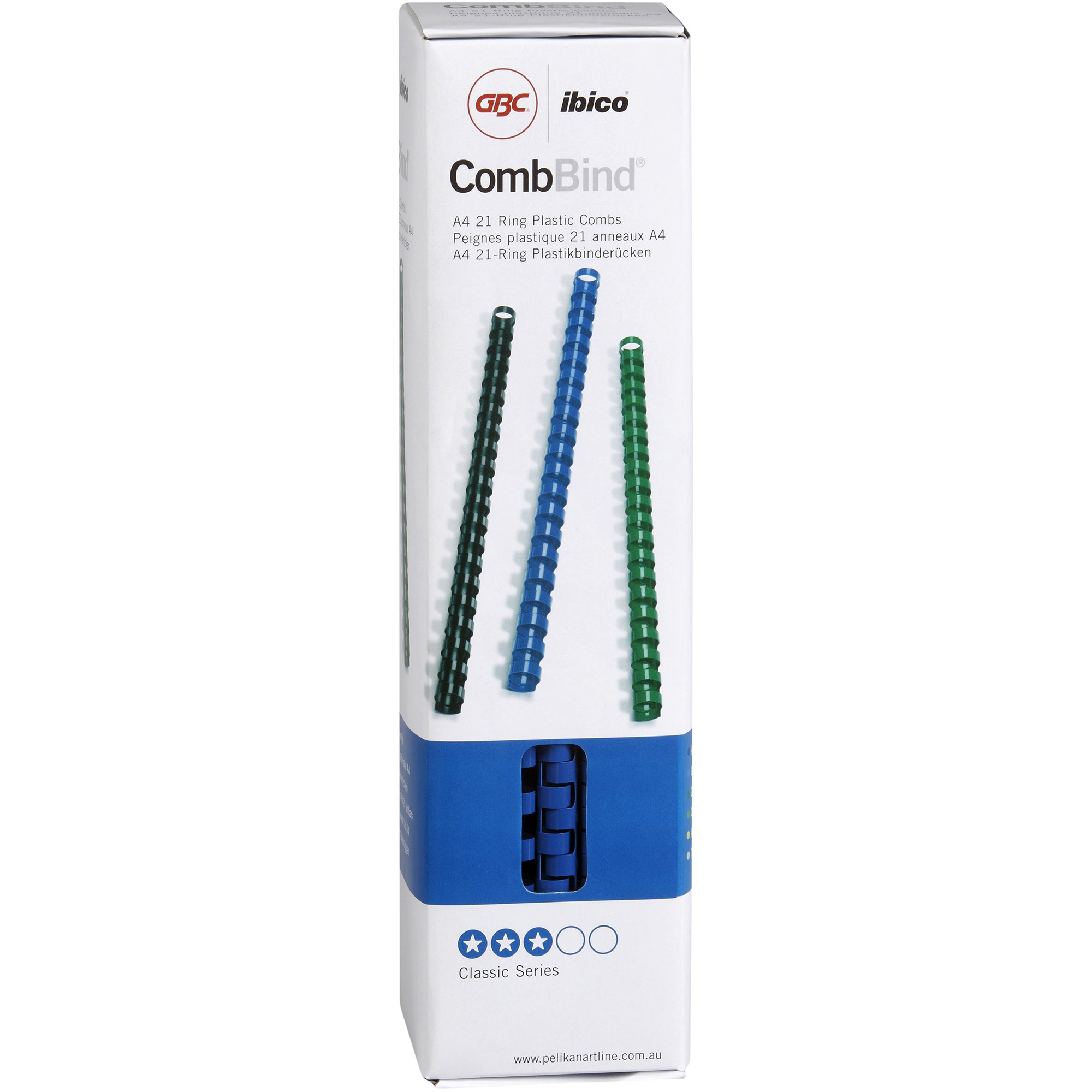 GBC Plastic Binding Comb 10mm 21 Loop 60 Sheets Capacity Blue Pack  Of 100