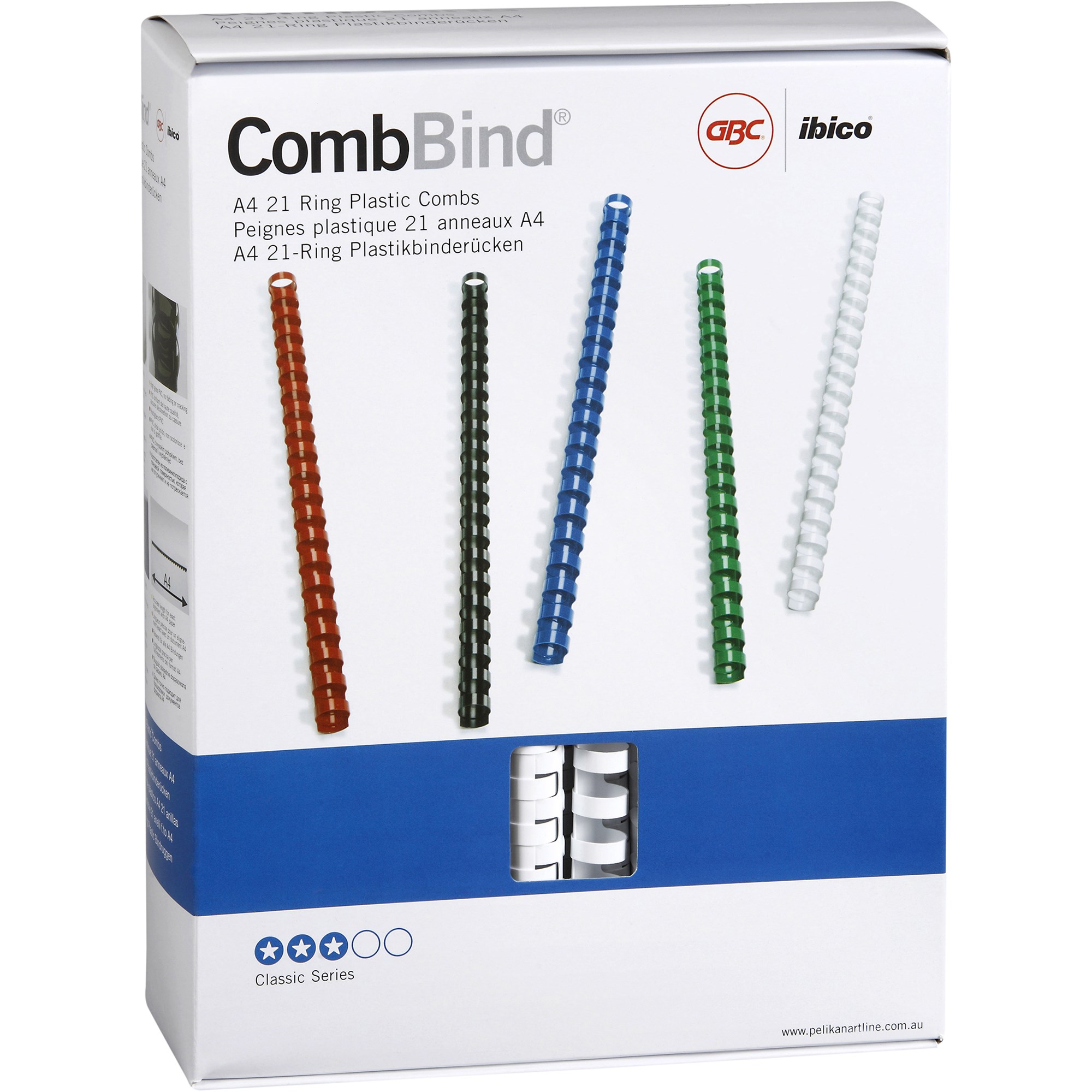 GBC Plastic Binding Comb 16mm 21 Loop 120 Sheets Capacity White Pack  Of 100