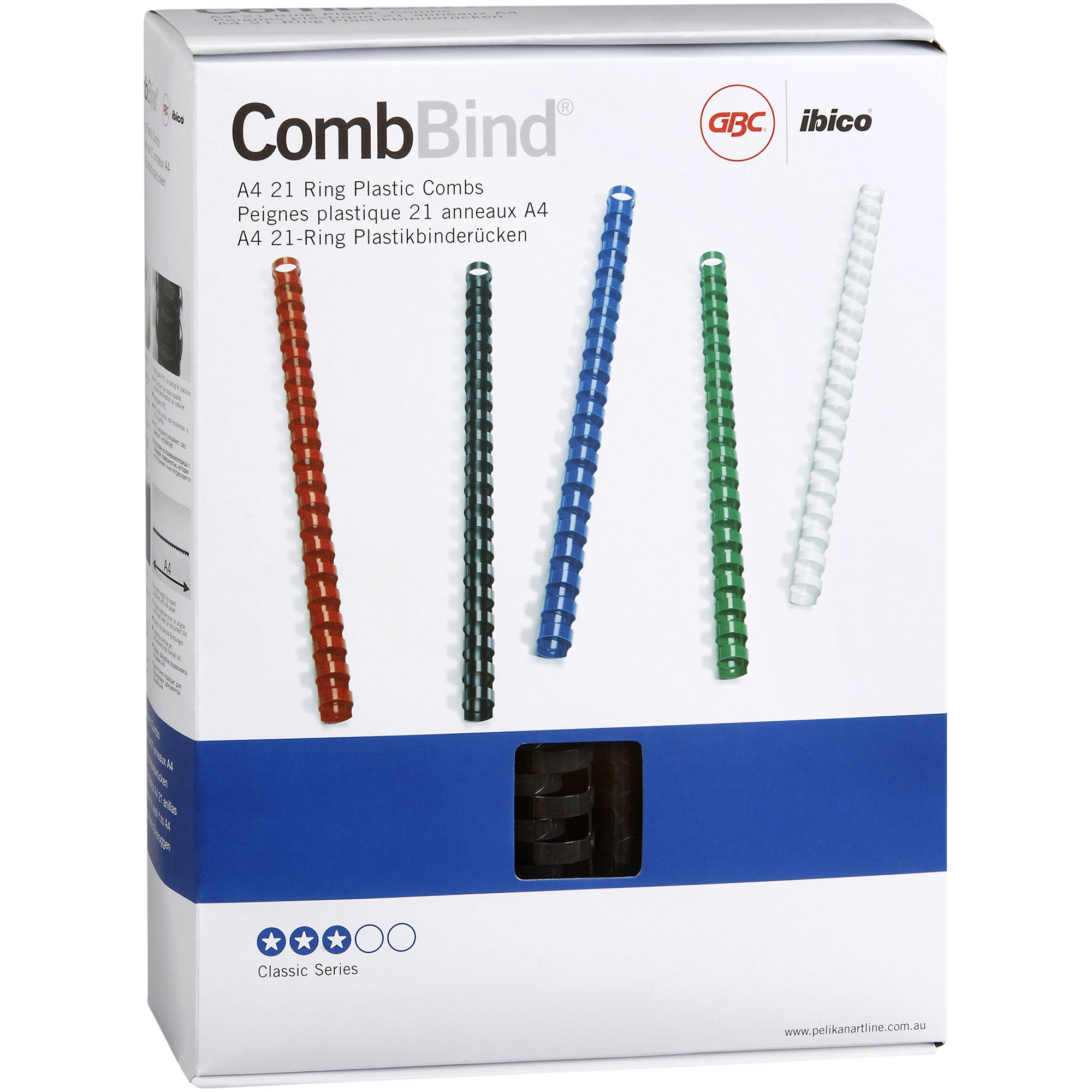 GBC Plastic Binding Comb 25mm 21 Loop 225 Sheets Capacity Black Pack  Of 50