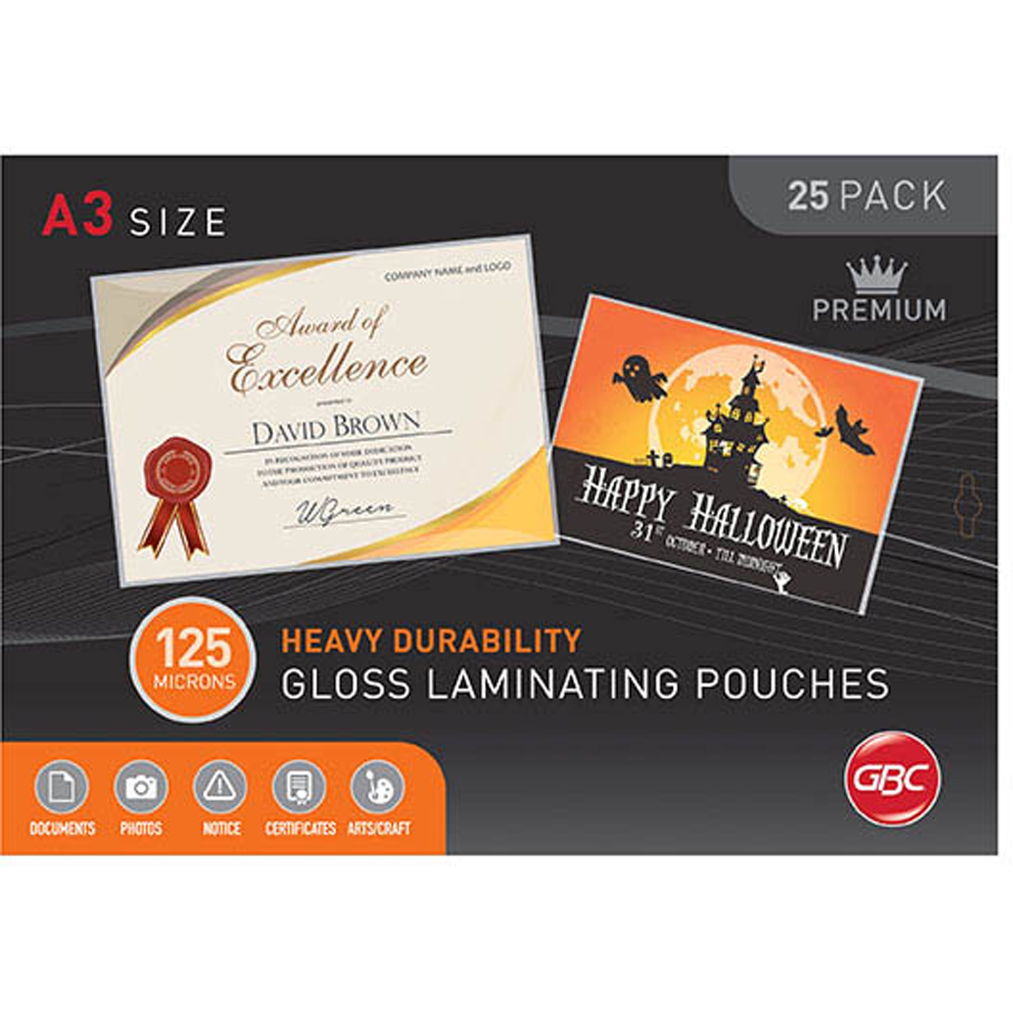 GBC Laminating Pouches A3 125 Micron Gloss Pack  Of 25