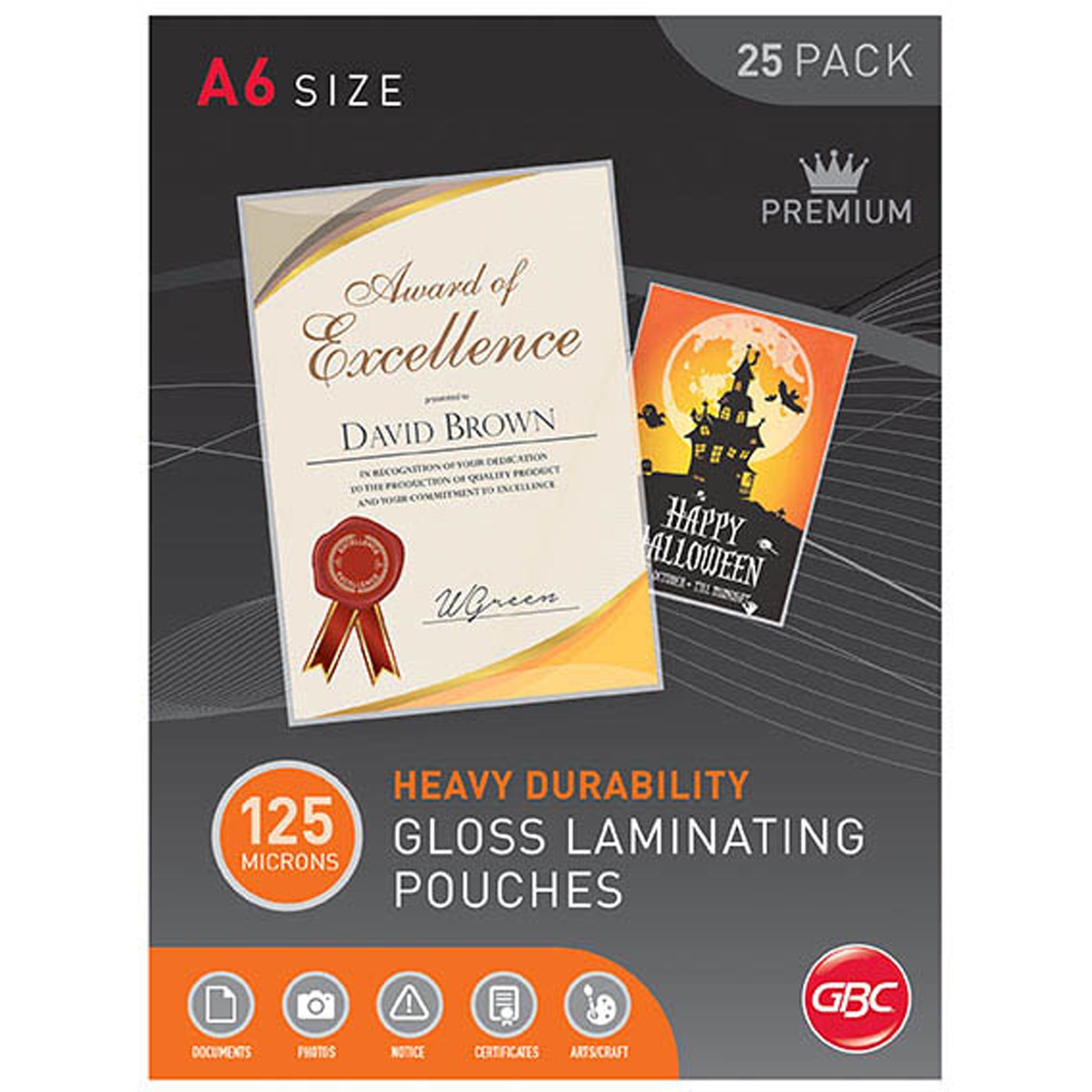 GBC Laminating Pouches A6 125 Micron Gloss Pack  Of 25