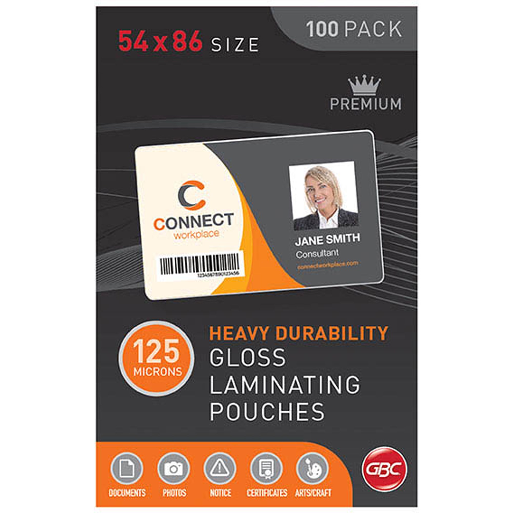 GBC Laminating Pouches 54 x 86mm 125 Micron Gloss Pack  Of 100