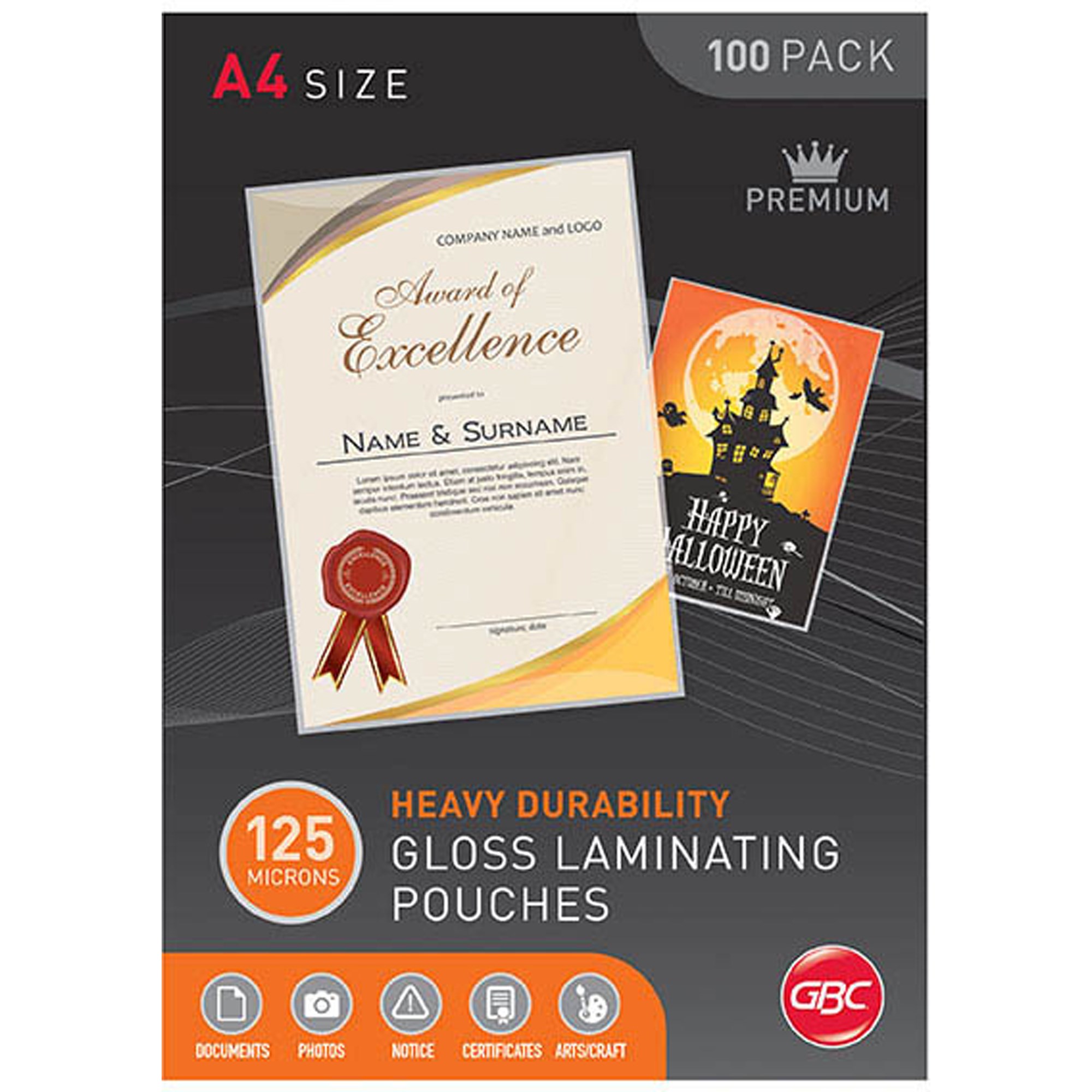 GBC Laminating Pouches A4 125 Micron Gloss Pack  Of 100