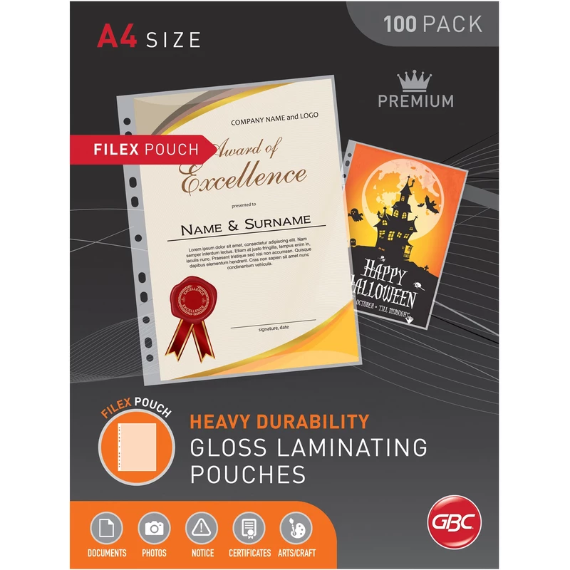 GBC Laminating Pouches A4 125 Micron Filex Gloss Pack Of 100