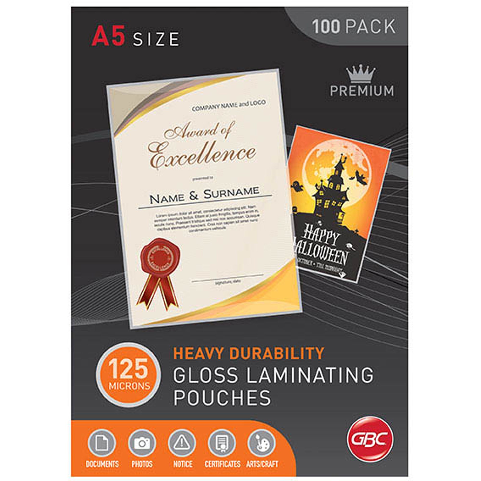 GBC Laminating Pouches A5 125 Micron Gloss Pack  Of 100